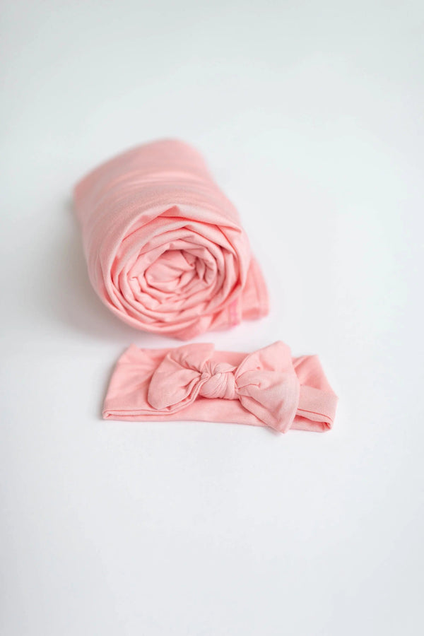 Swaddle Blanket, Hat and Headband Set - Pink - MOOGCO Baby