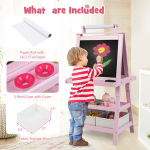 3 in 1 Double-Sided Storage Art Easel - Height-Adjustable for Toddlers & Kids