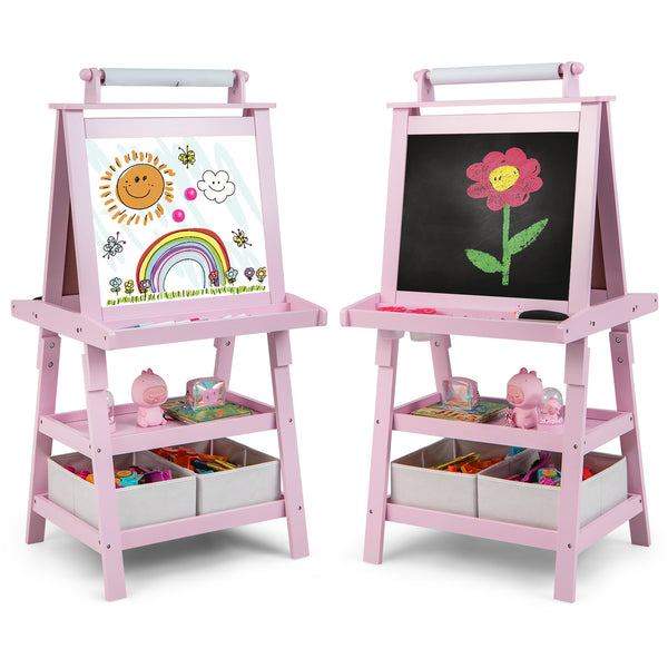 3 in 1 Double-Sided Storage Art Easel - Height-Adjustable for Toddlers & Kids