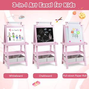 3 in 1 Double-Sided Storage Art Easel - Height-Adjustable for Toddlers & Kids