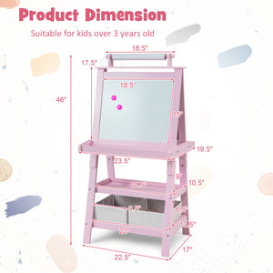 3 in 1 Double-Sided Storage Art Easel - Height-Adjustable for Toddlers & Kids