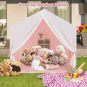Kid's Play Tent with Washable Cotton Mat and Flag Banner for Kids