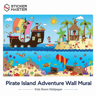Pirate Island Adventure Wall Mural | Kids Room Wallpaper Decor