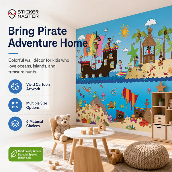Pirate Island Adventure Wall Mural | Kids Room Wallpaper Decor