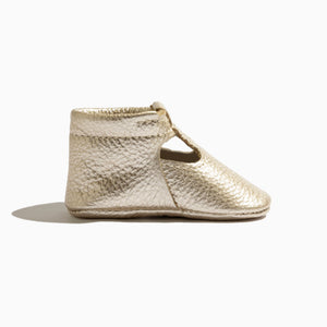 Platinum T-Bar Baby Shoe in angle 3 view, stylish and comfortable for little feet.