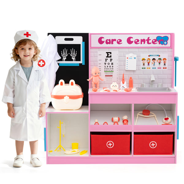 Play Doctor's Office Wood Medical Center Toy Set with Examine Region