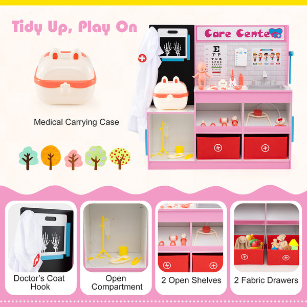 Play Doctor's Office Wood Medical Center Toy Set with Examine Region