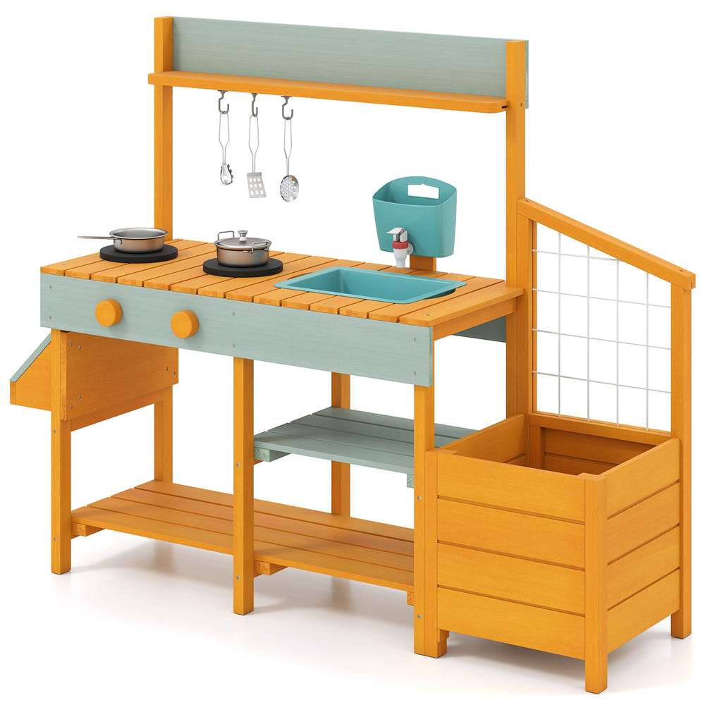 Play Kitchen for Kids Wooden Toy Kitchen Playset Pretend Mud Kitchen