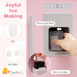 Play Kitchen for Kids Wooden Chef Pretend Playset with 3 Adjustable Heights Microwave