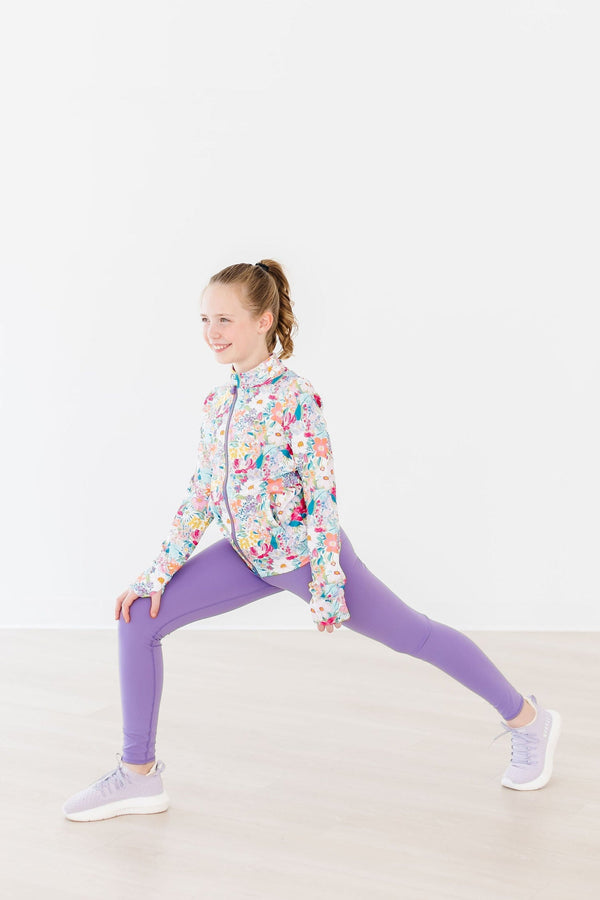 Playful Purple Active Legging for babies, showcasing a vibrant design from angle 2. Perfect for active little ones!