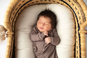 Cocoa Brown Ribbed Knotted Newborn Baby Gown