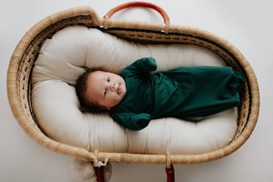 Forest Green Knotted Newborn Baby Gown