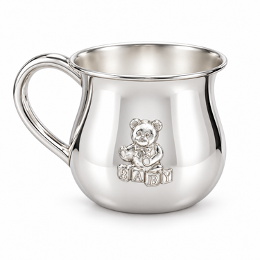 Krysaliis Sterling Silver Baby Cup - Teddy Embossed