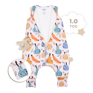 Limited Edition 1.0 TOG baby sleep sack in various patterns, angle view 4. Perfect for cozy and stylish sleep.
