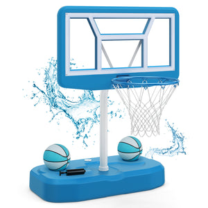 Pool Basketball Hoop Set with 2 Balls and Pump for Water Games