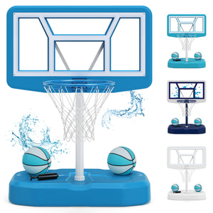 Pool Basketball Hoop Set with 2 Balls and Pump for Water Games