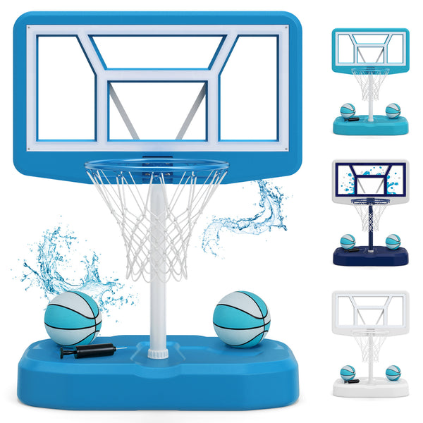 Pool Basketball Hoop Set with 2 Balls and Pump for Water Games