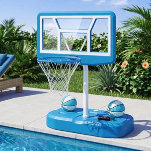 Pool Basketball Hoop Set with 2 Balls and Pump for Water Games