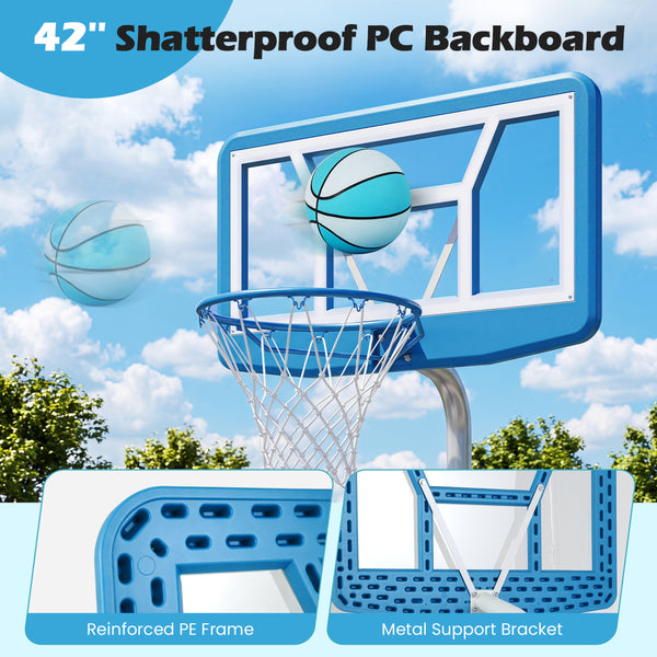 Pool Basketball Hoop Set with 2 Balls and Pump for Water Games