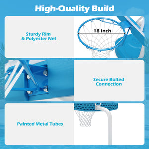 Pool Basketball Hoop Set with 2 Balls and Pump for Water Games