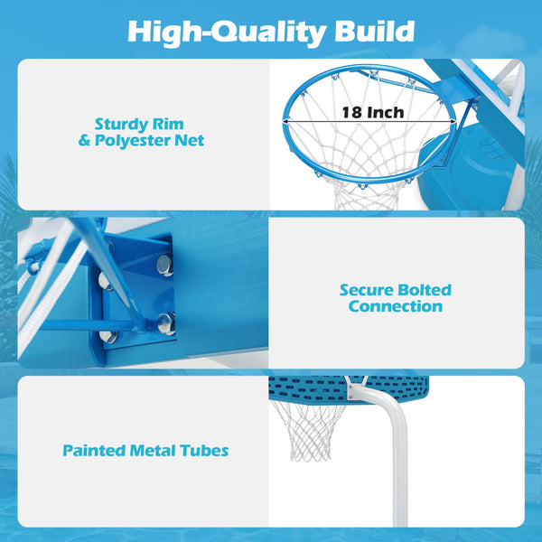 Pool Basketball Hoop Set with 2 Balls and Pump for Water Games