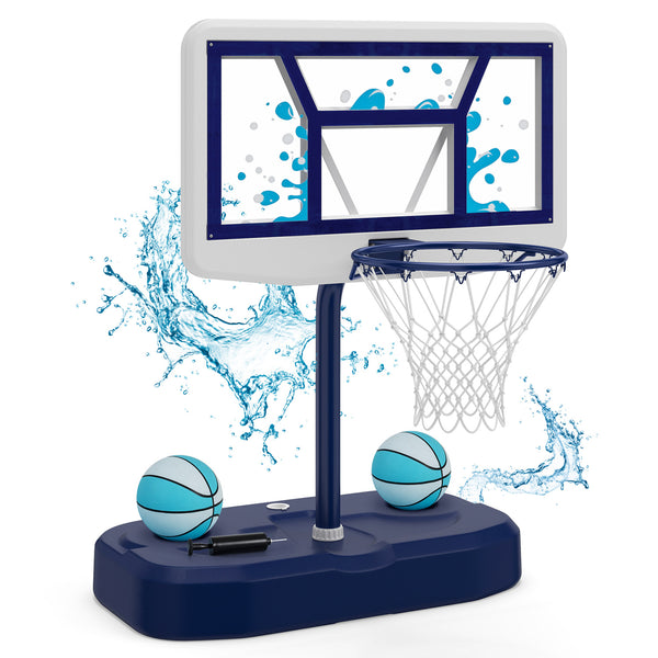 Pool Basketball Hoop Set with 2 Balls and Pump for Water Games