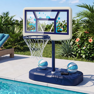 Pool Basketball Hoop Set with 2 Balls and Pump for Water Games