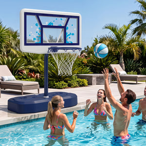 Pool Basketball Hoop Set with 2 Balls and Pump for Water Games