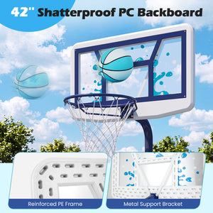 Pool Basketball Hoop Set with 2 Balls and Pump for Water Games