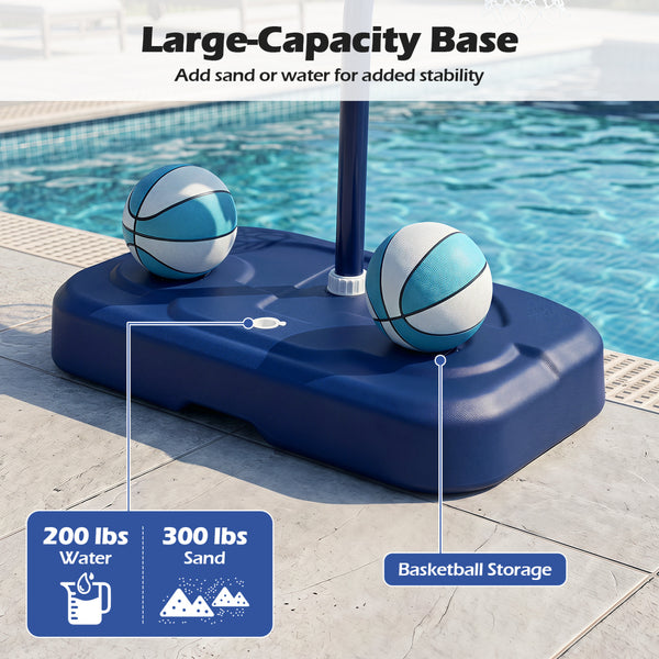 Pool Basketball Hoop Set with 2 Balls and Pump for Water Games