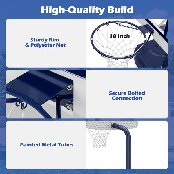 Pool Basketball Hoop Set with 2 Balls and Pump for Water Games
