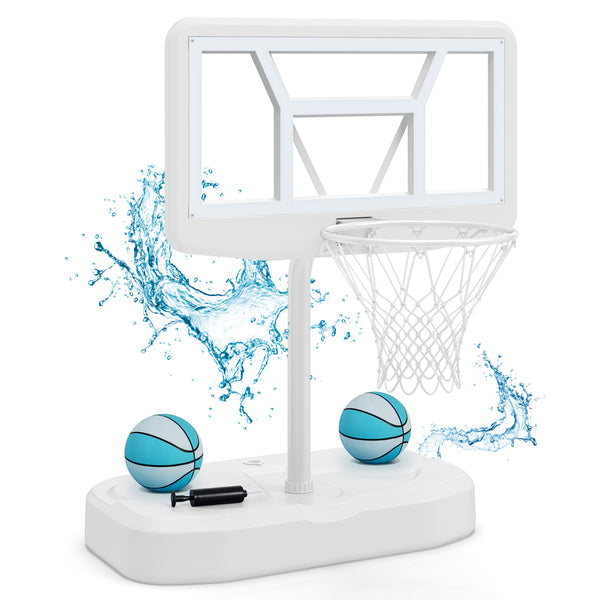 Pool Basketball Hoop Set with 2 Balls and Pump for Water Games