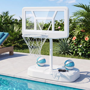 Pool Basketball Hoop Set with 2 Balls and Pump for Water Games