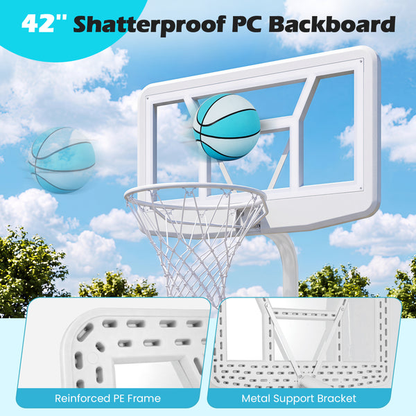 Pool Basketball Hoop Set with 2 Balls and Pump for Water Games