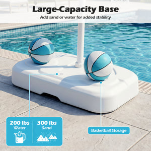Pool Basketball Hoop Set with 2 Balls and Pump for Water Games
