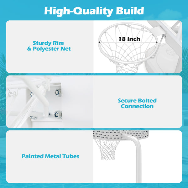 Pool Basketball Hoop Set with 2 Balls and Pump for Water Games