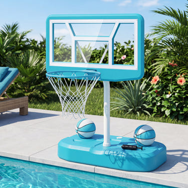 Pool Basketball Hoop Set with 2 Balls and Pump for Water Games