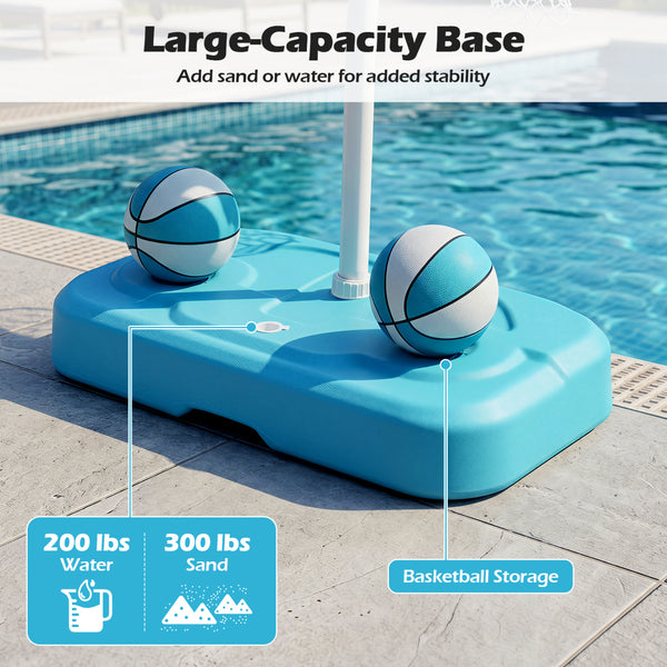 Pool Basketball Hoop Set with 2 Balls and Pump for Water Games