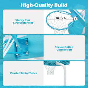 Pool Basketball Hoop Set with 2 Balls and Pump for Water Games