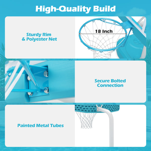 Pool Basketball Hoop Set with 2 Balls and Pump for Water Games