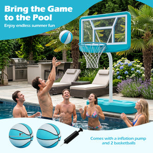 Pool Basketball Hoop Set with 2 Balls and Pump for Water Games