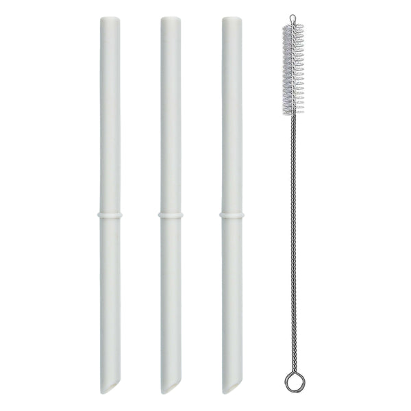 PopYum Replacement Straws for 9oz Kids Cup, 3-Pack with Cleaning Brush in Seattle Grey. Perfect for toddlers!