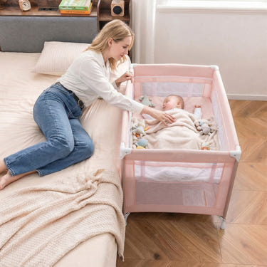 Portable Baby Playard Folding Travel Crib for Infants with Soft Mattress
