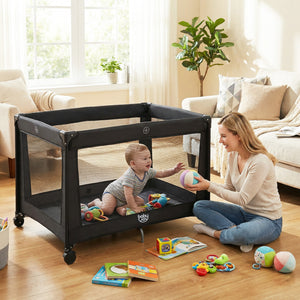 Portable Baby Playard Folding Travel Crib for Infants with Soft Mattress