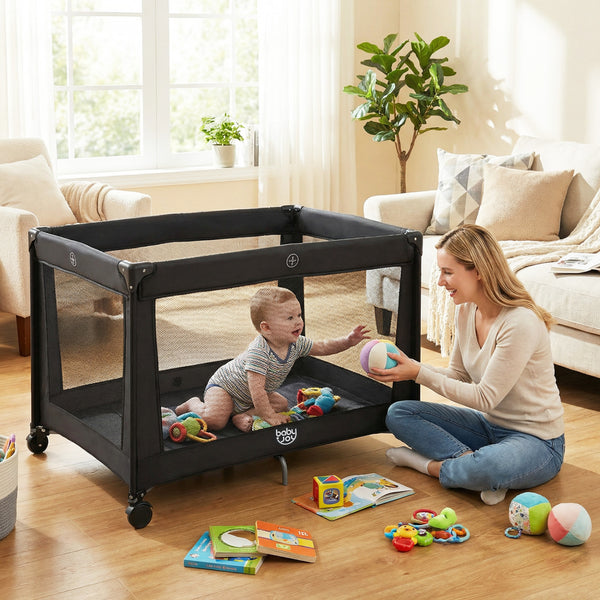 Portable Baby Playard Folding Travel Crib for Infants with Soft Mattress