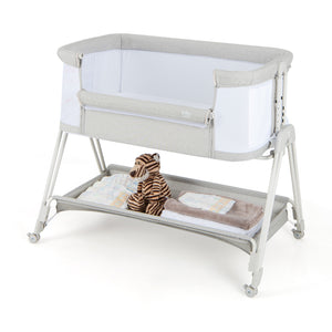 Portable bedside sleeper for baby with 7 adjustable heights, perfect for safe and convenient nighttime care.