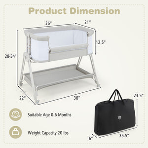 Portable bedside sleeper for baby with 7 adjustable heights, perfect for safe and convenient nighttime care.