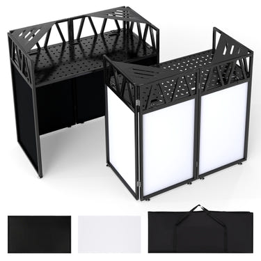 Portable DJ Booth with Black Scrims and Carrying Bag