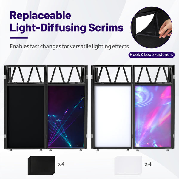 Portable DJ Booth with Black Scrims and Carrying Bag