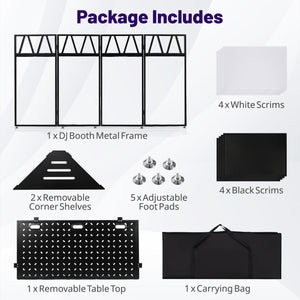 Portable DJ Booth with Black Scrims and Carrying Bag